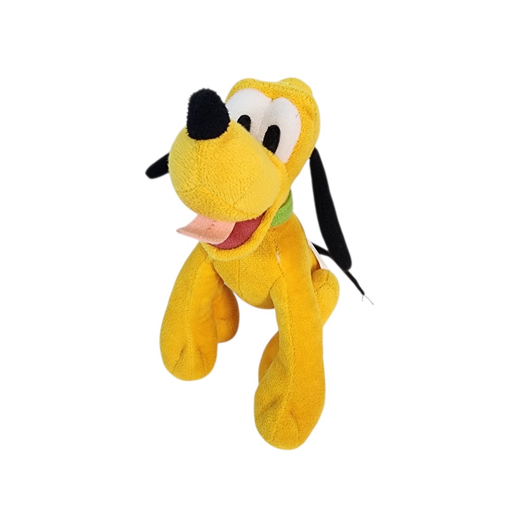 Disney Pluto Plush Stuffed Animal Yellow Green Collar Dog Toy